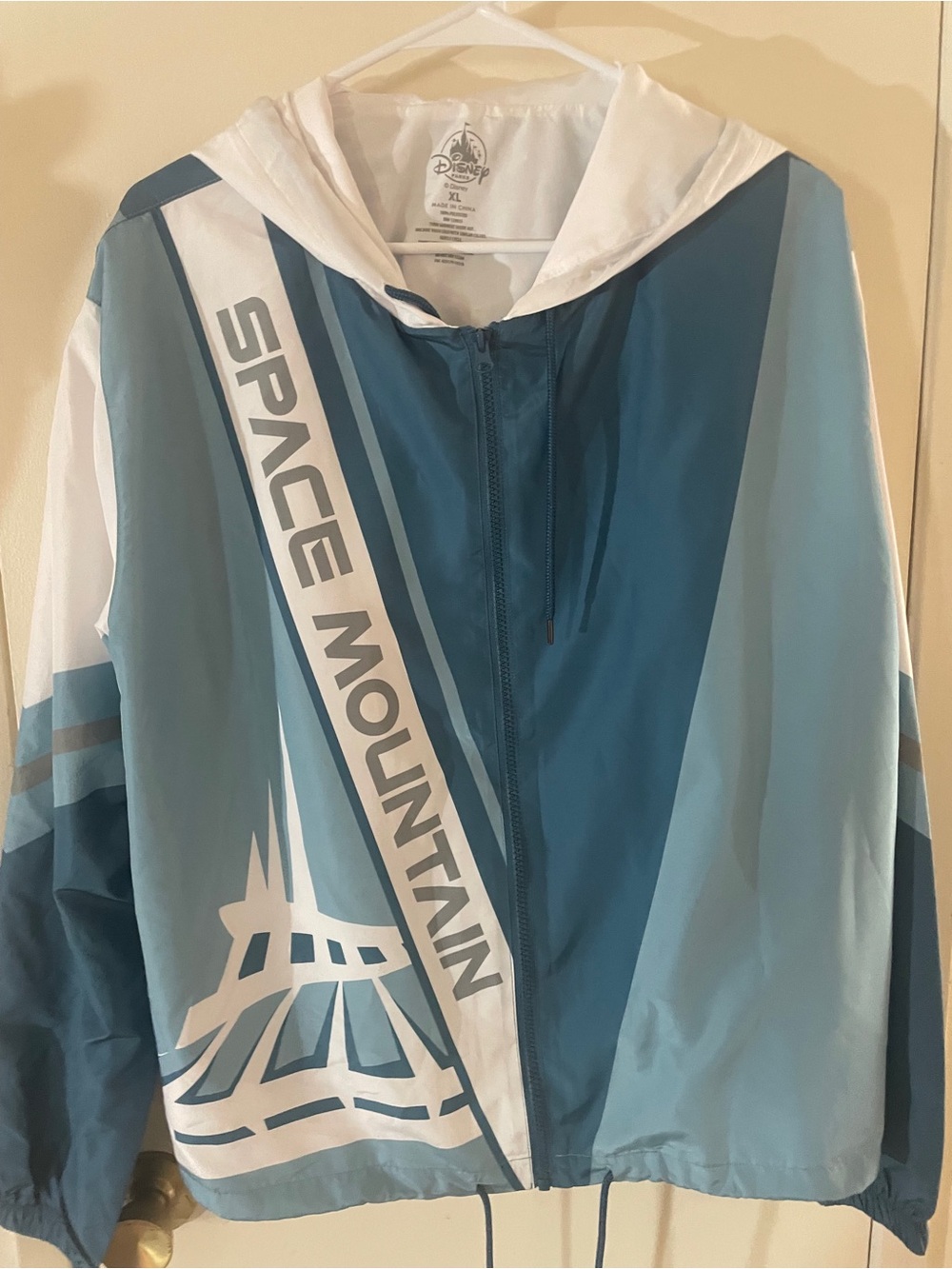 Disney Parks Space Mountain Hooded Windbreaker Jacket XL Blue Lightweight - Picture 4 of 10